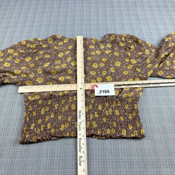 Boho Top Womens XXL Floral Hippie Ruched Balloon Sleeve V Neck Lightweight Shirt - Picture 5 of 9